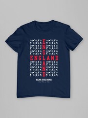 All + Every Blue Mens England Hear The Roar Euro Football 100% Cotton T-Shirt - Image 3 of 4