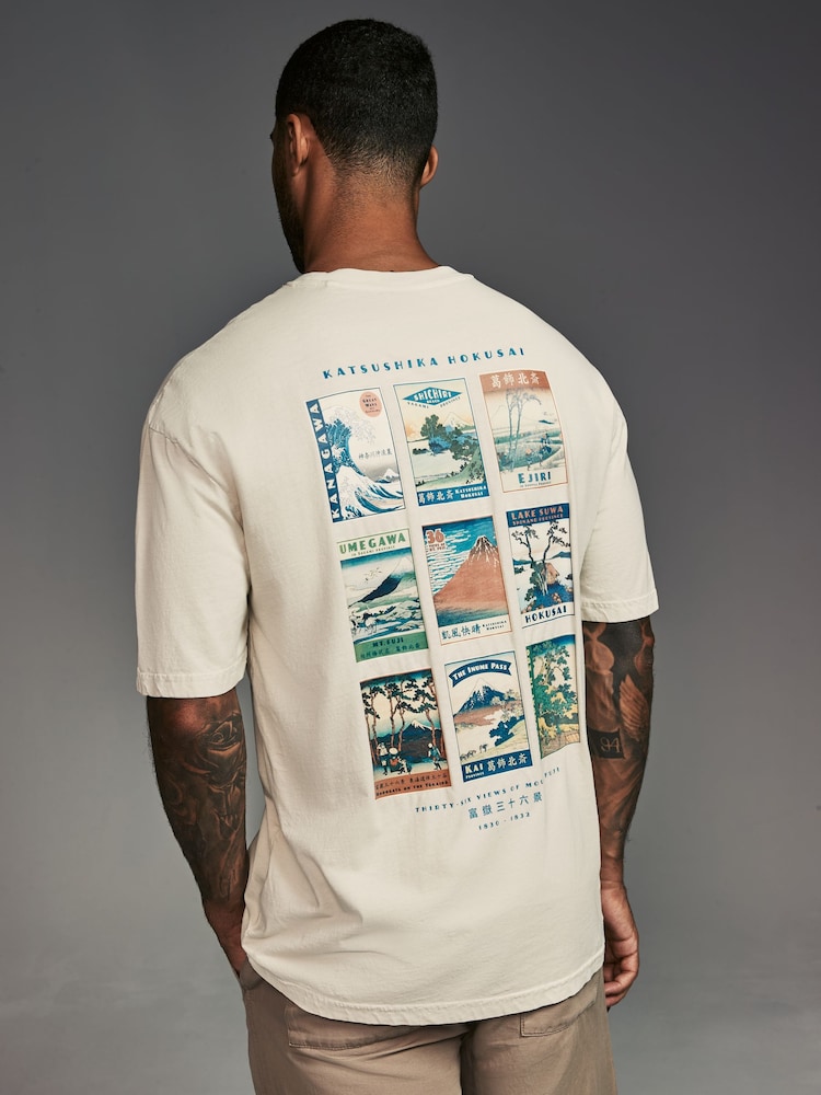 Stone Hokusai Postcard Artist Licence 100% Cotton T-Shirt - Image 1 of 9