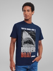 All + Every Blue Mens Jaws Bigger Boat Cinematic Scene 100% Cotton T-Shirt - Image 2 of 4