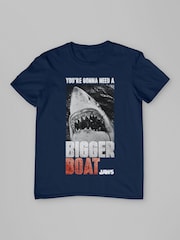 All + Every Blue Mens Jaws Bigger Boat Cinematic Scene 100% Cotton T-Shirt - Image 3 of 4