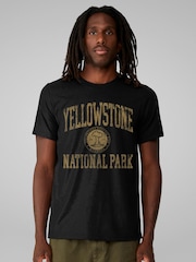 All + Every Black Mens US National Parks Yellowstone Wyoming 100% Cotton T-Shirt - Image 1 of 4