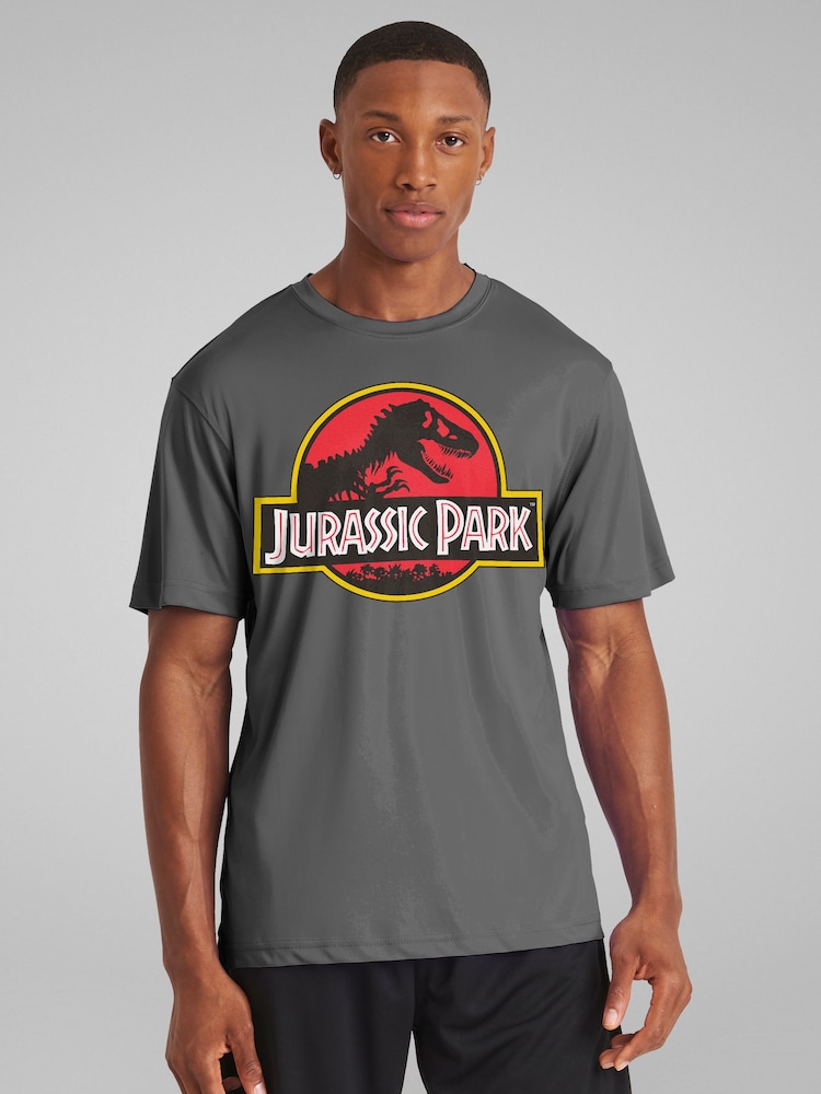 All + Every Grey Mens Jurassic Park Classic Logo 100% Cotton T-Shirt - Image 1 of 4