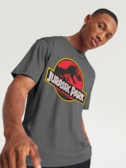 All + Every Grey Mens Jurassic Park Classic Logo 100% Cotton T-Shirt - Image 2 of 4