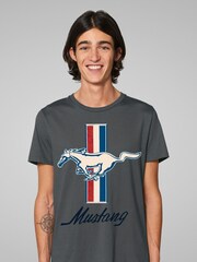 All + Every Grey Mens Ford Mustang Horse 100% Cotton T-Shirt - Image 1 of 5