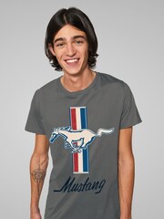 All + Every Grey Mens Ford Mustang Horse 100% Cotton T-Shirt - Image 2 of 5