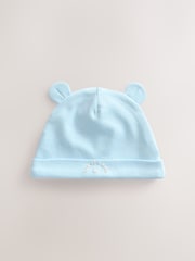 Blue 100% Cotton Baby Bear Ear Beanie Hats 3 Pack (0-18mths) - Image 2 of 6