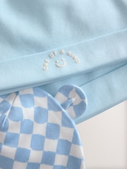 Blue 100% Cotton Baby Bear Ear Beanie Hats 3 Pack (0-18mths) - Image 6 of 6