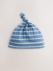 Blue Tie Top 100% Cotton Hats 3 Pack (0-18mths) - Image 2 of 5