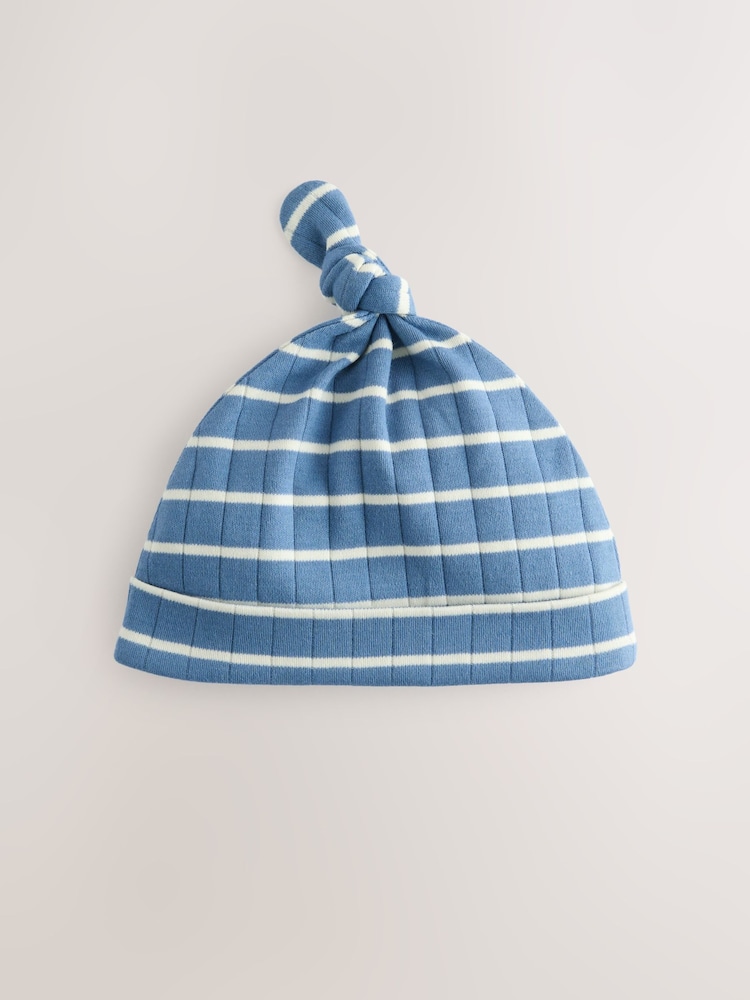 Blue Tie Top 100% Cotton Hats 3 Pack (0-18mths) - Image 2 of 5