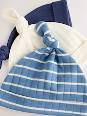 Blue Tie Top 100% Cotton Hats 3 Pack (0-18mths) - Image 5 of 5