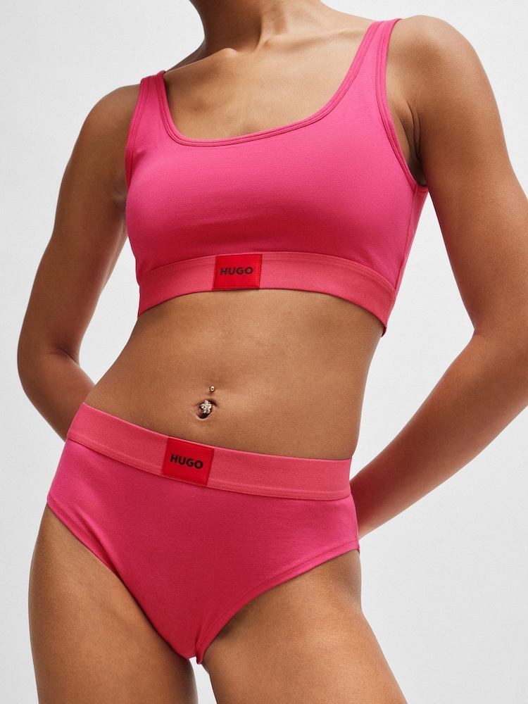 HUGO Pink Stretch-Cotton Briefs With Red Logo Label - Image 1 of 5 HUGO Pink Stretch-Cotton Briefs With Red Logo Label - Image 1 of 5