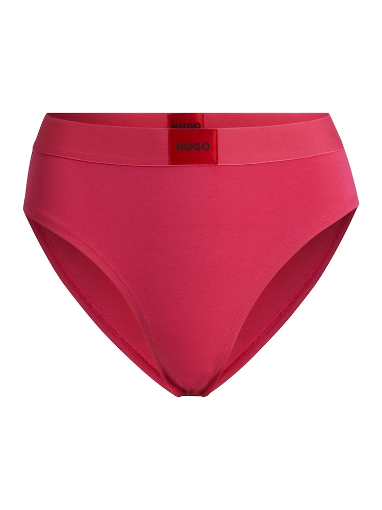 HUGO Pink Stretch-Cotton Briefs With Red Logo Label - Image 5 of 5 HUGO Pink Stretch-Cotton Briefs With Red Logo Label - Image 5 of 5