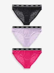 HUGO Pink Logo-Waistband Briefs 3 Pack In Zebra Lace - Image 1 of 9