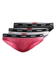 HUGO Pink Logo-Waistband Briefs 3 Pack In Zebra Lace - Image 5 of 9