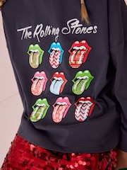 Charcoal Grey Rolling Stones Christmas Long Sleeve 100% Cotton Top (3-16yrs) - Image 4 of 4