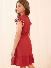 Love & Roses Red Embroidered V Neck Dress (5-16yrs) - Image 4 of 4