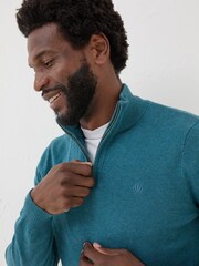 FatFace Rye Teal Blue Half-Neck Jumper - Image 3 of 5