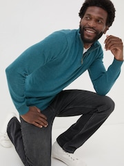 FatFace Rye Teal Blue Half-Neck Jumper - Image 4 of 5