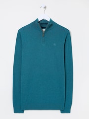 FatFace Rye Teal Blue Half-Neck Jumper - Image 5 of 5