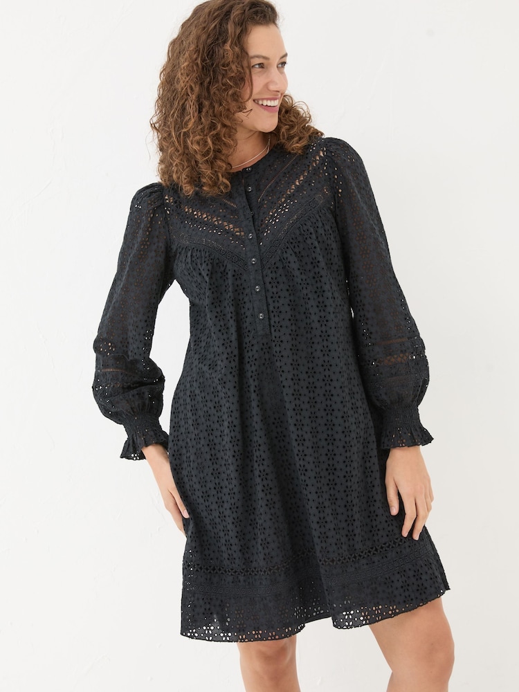 FatFace Black 100% Cotton Brody Detail Dress - Image 1 of 8 FatFace Black 100% Cotton Brody Detail Dress - Image 1 of 8