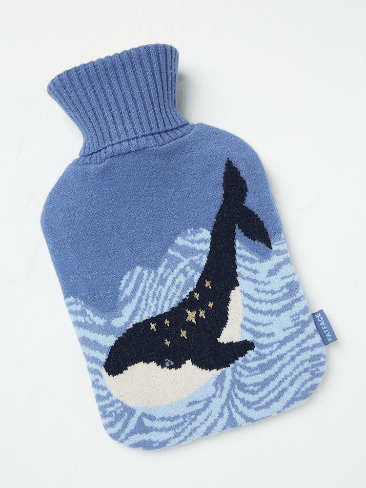 FatFace Blue Shelter Whale Hot Water Bottle - Image 1 of 2