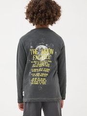 FatFace Charcoal Grey Dark Skies Moon Graphic T-Shirt - Image 2 of 5