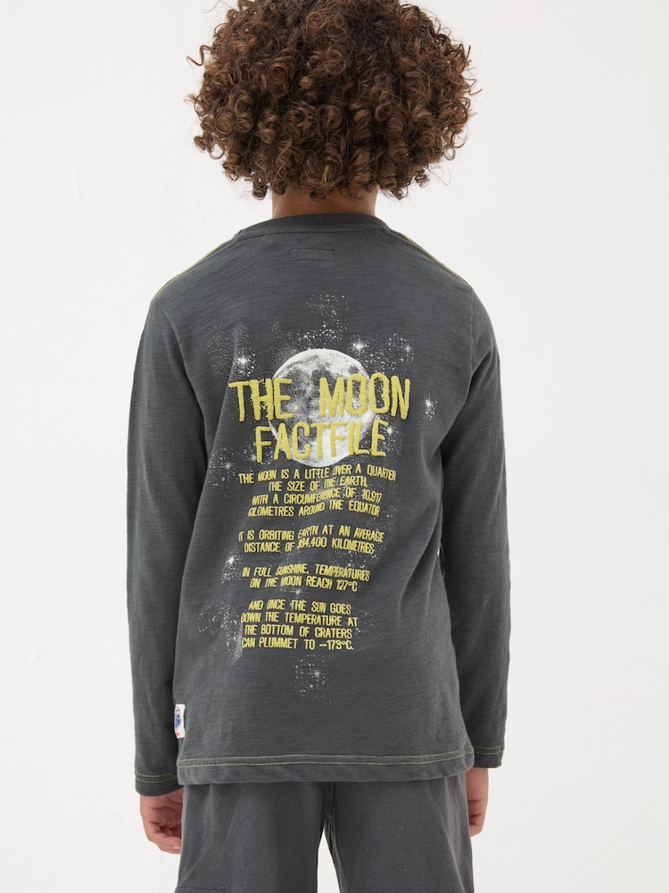 FatFace Charcoal Grey Dark Skies Moon Graphic T-Shirt - Image 2 of 5