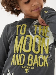 FatFace Charcoal Grey Dark Skies Moon Graphic T-Shirt - Image 3 of 5