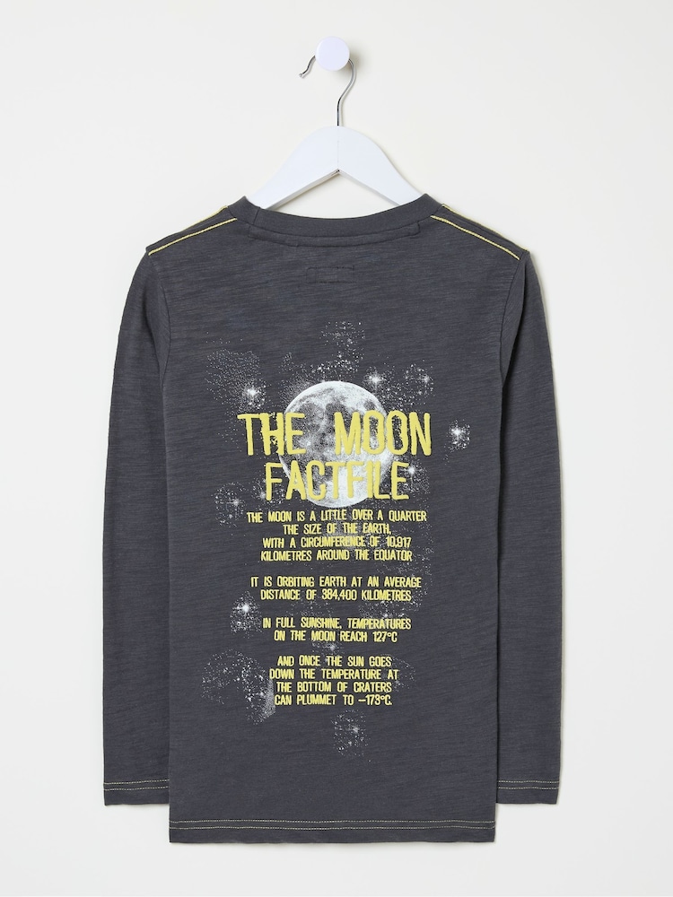 FatFace Charcoal Grey Dark Skies Moon Graphic T-Shirt - Image 5 of 5