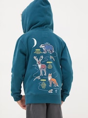 FatFace Teal Blue Dark Skies Animal Zip Through Hoodie - Image 2 of 5