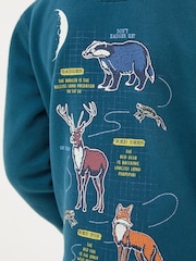 FatFace Teal Blue Dark Skies Animal Zip Through Hoodie - Image 3 of 5