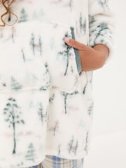 FatFace White Oversized Printed Fleece Hoodie - Image 3 of 4
