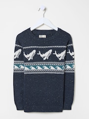FatFace Navy Shelter Wilson the Whale Jumper - Image 6 of 6