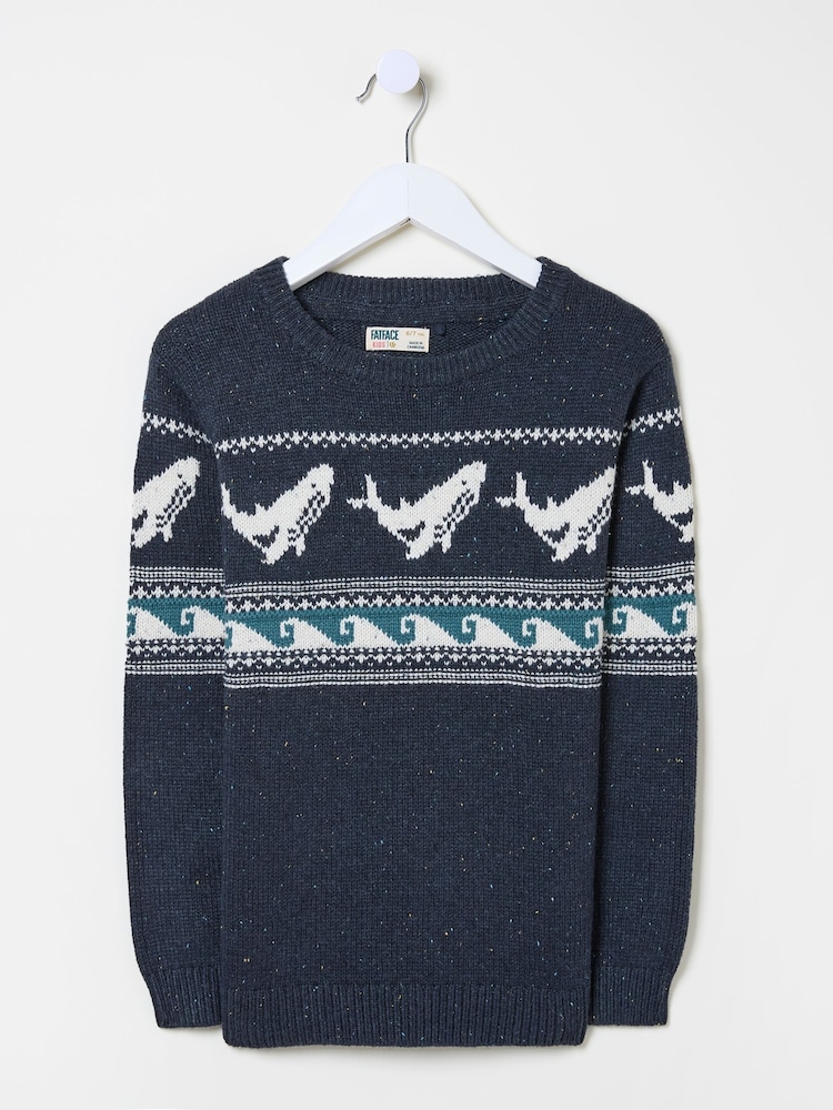 FatFace Navy Shelter Wilson the Whale Jumper - Image 6 of 6