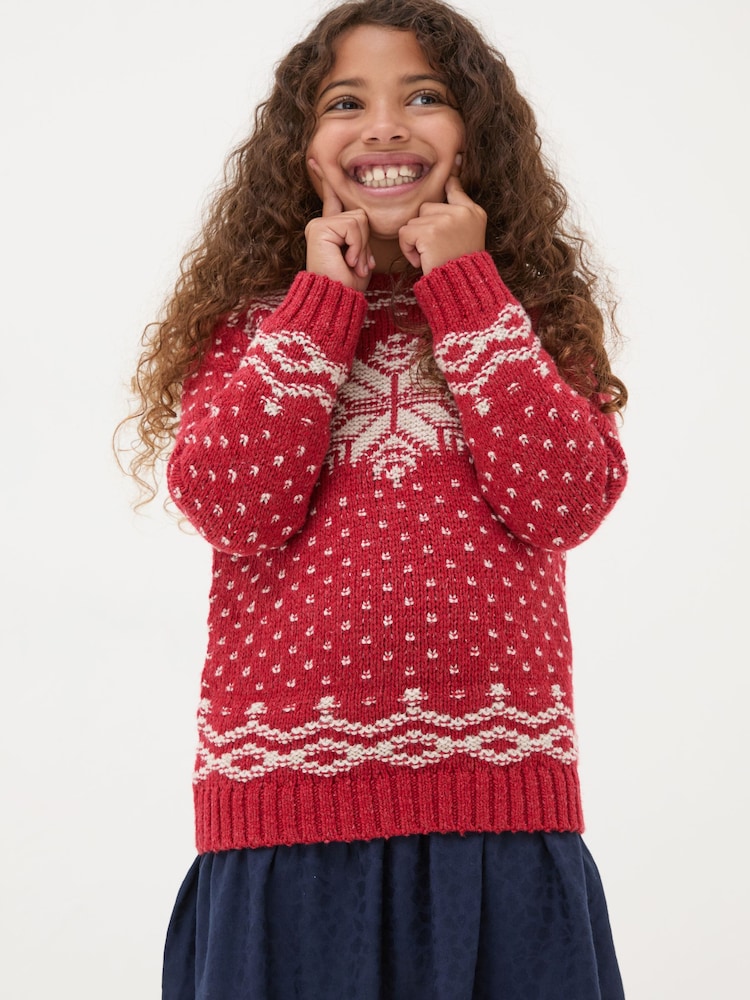 FatFace Red Snowflake Jumper - Image 1 of 4
