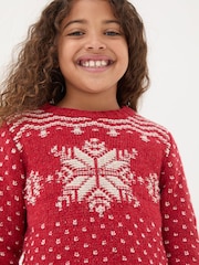 FatFace Red Snowflake Jumper - Image 3 of 4