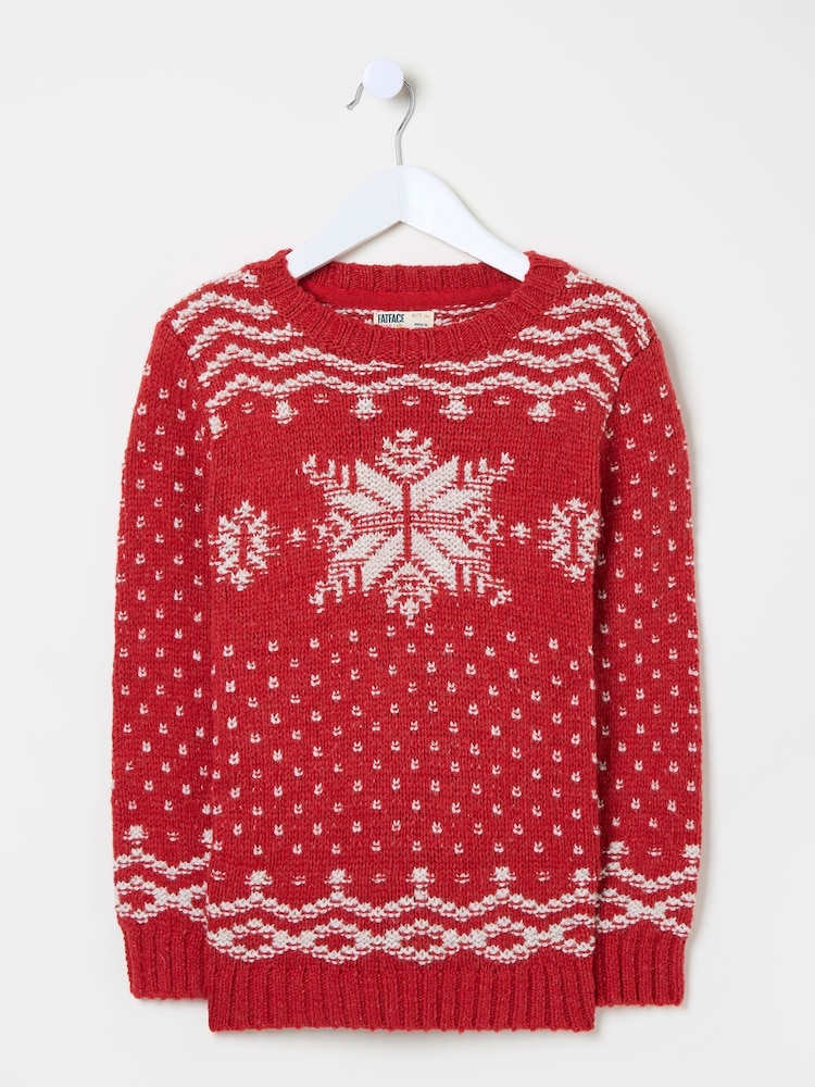 FatFace Red Snowflake Jumper - Image 4 of 4
