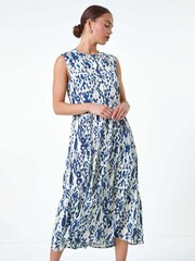 Roman Blue Aztec Style Midi Shirt Dress - Image 2 of 5
