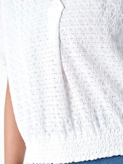 Roman White Textured Shirred Stretch Top - Image 5 of 5