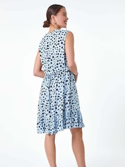 Roman Blue Spot Print Tiered Tunic Dress - Image 3 of 5