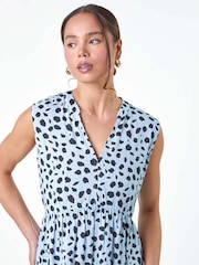 Roman Blue Spot Print Tiered Tunic Dress - Image 4 of 5