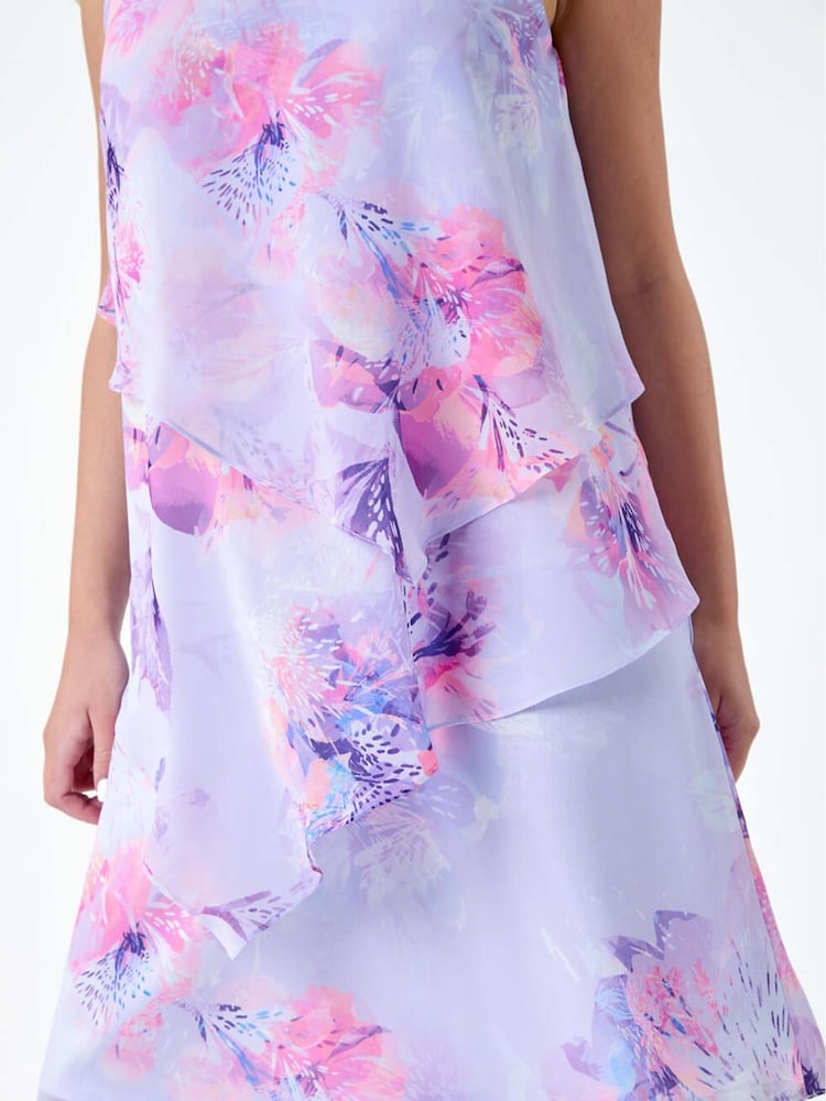 Roman Floral Print Tiered Chiffon Dress - Imagen 5 de 5 Roman Floral Print Tiered Chiffon Dress - Imagen 5 de 5