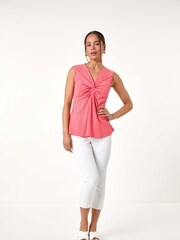 Roman Pink Twist Textured Stretch Top - Image 3 of 5