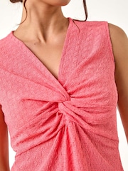 Roman Pink Twist Textured Stretch Top - Image 5 of 5