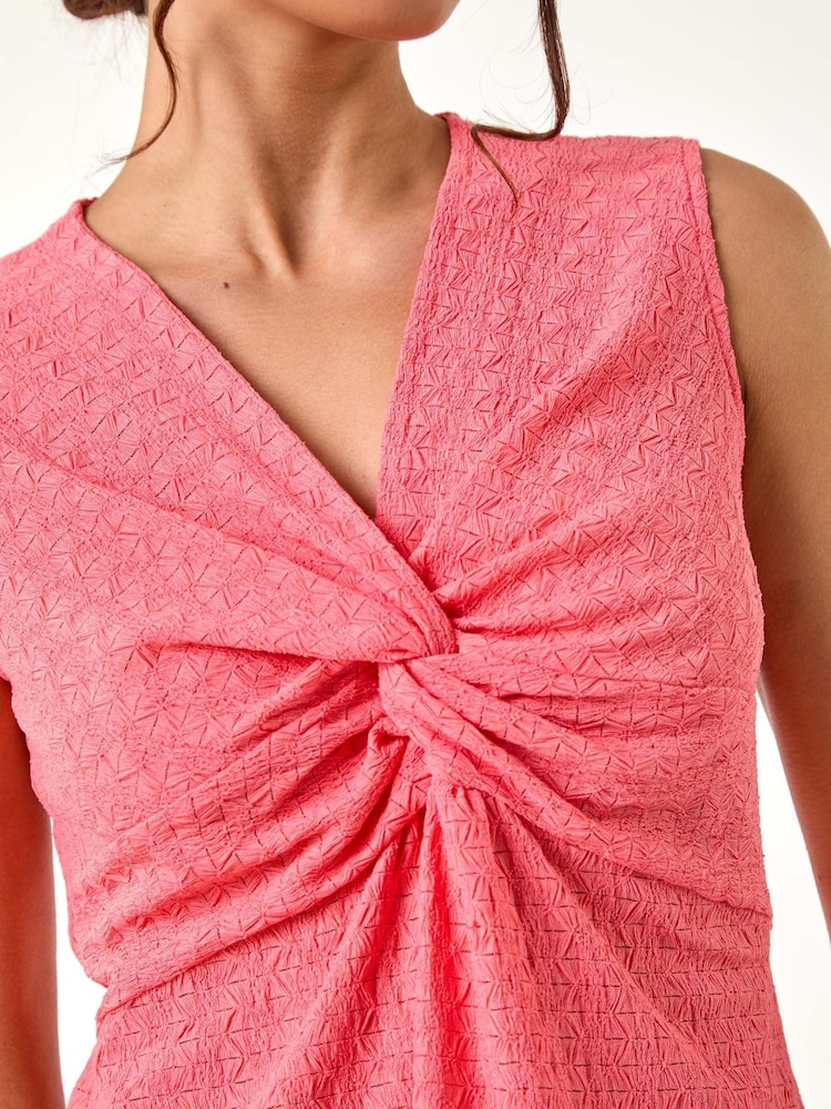 Roman Pink Twist Textured Stretch Top - Image 5 of 5