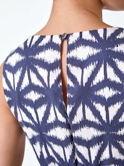 Roman Blue Geometric Print Pleated Midi Dress - Image 5 of 5