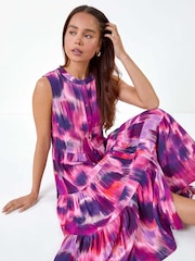 Roman Pink Tie Dye Midi Shirt Dress - Image 2 of 5