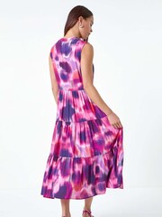 Roman Pink Tie Dye Midi Shirt Dress - Image 3 of 5