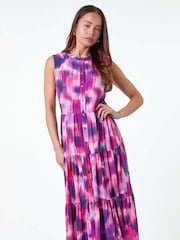 Roman Pink Tie Dye Midi Shirt Dress - Image 4 of 5