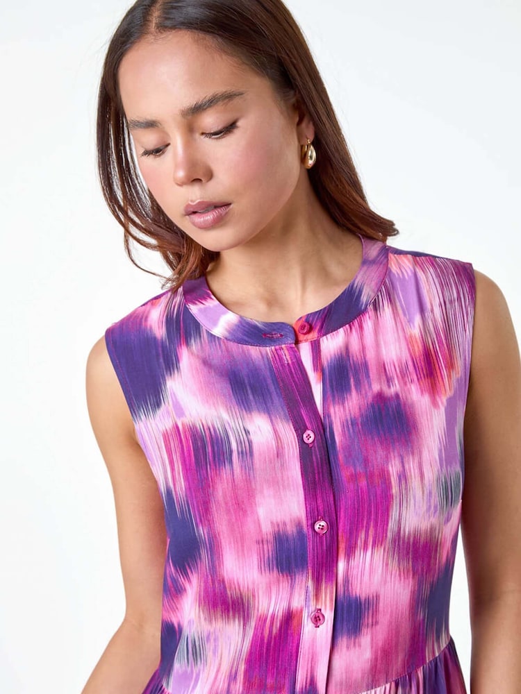 Roman Pink Tie Dye Midi Shirt Dress - Image 5 of 5 Roman Pink Tie Dye Midi Shirt Dress - Image 5 of 5